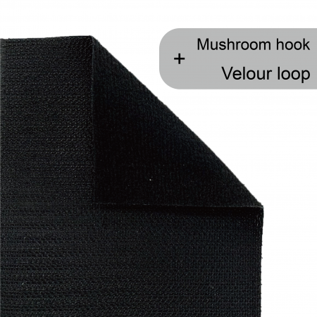 Mushroom hook + Velour b2b - Standard back to back fasteners is a product with hook on one side, and loop on the other.